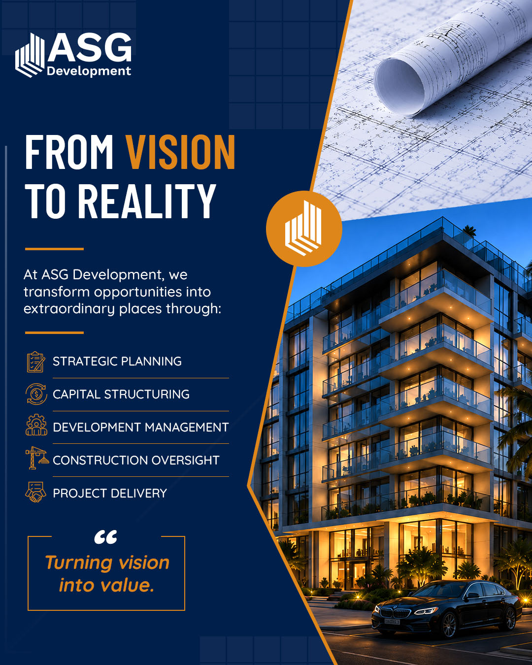 Every remarkable development starts with a vision—and the expertise to bring it to life.

At ASG Development, we guide projects from concept to completion through strategic planning, capital structuring, development management, construction oversight, and project delivery.

Turning vision into value.
Connect With Us
Info@ASGDevelopment.com
📞 917.400.6737
ASGDevelopment.com

#ASGDevelopment #RealEstateDevelopment #LuxuryDevelopment #CommercialRealEstate #ProjectManagement #ConstructionManagement #PropertyDevelopment